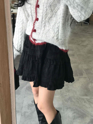 Campus Look Tiered Frill A-Line Flare Mini Skirt