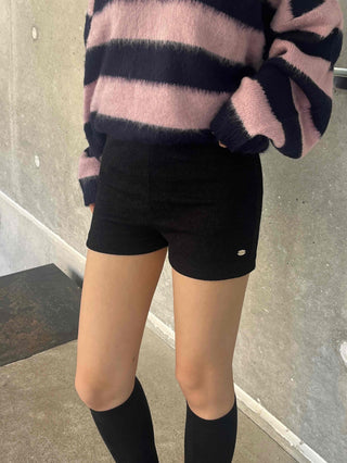 Cozy Knit Slim Fit High-Waisted Shorts