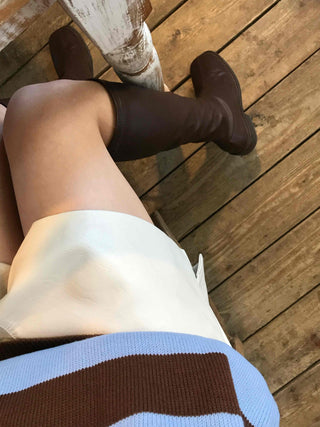 Tailored high-waisted leather wide shorts