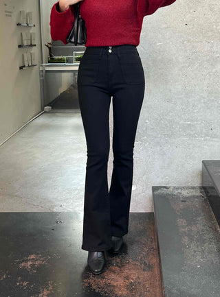 High-waisted Slim Bootcut Cotton Pants