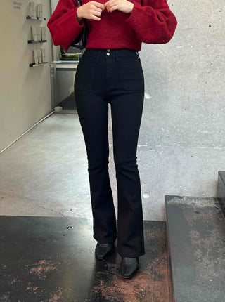 High-waisted Slim Bootcut Cotton Pants