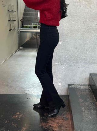High-waisted Slim Bootcut Cotton Pants