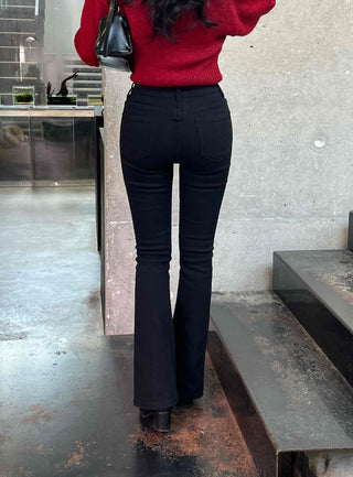 High-waisted Slim Bootcut Cotton Pants