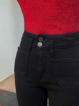 High-waisted Slim Bootcut Cotton Pants