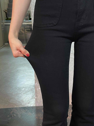 High-waisted Slim Bootcut Cotton Pants