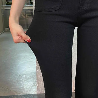 High-waisted Slim Bootcut Cotton Pants
