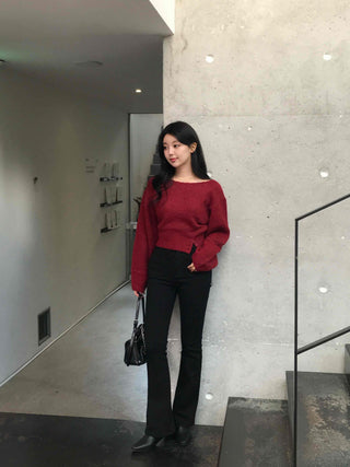 High-waisted Slim Bootcut Cotton Pants