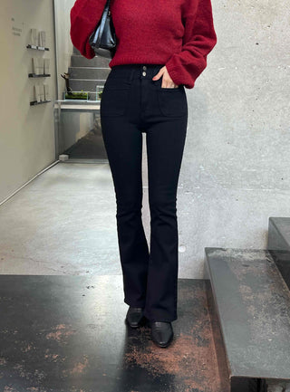 High-waisted Slim Bootcut Cotton Pants
