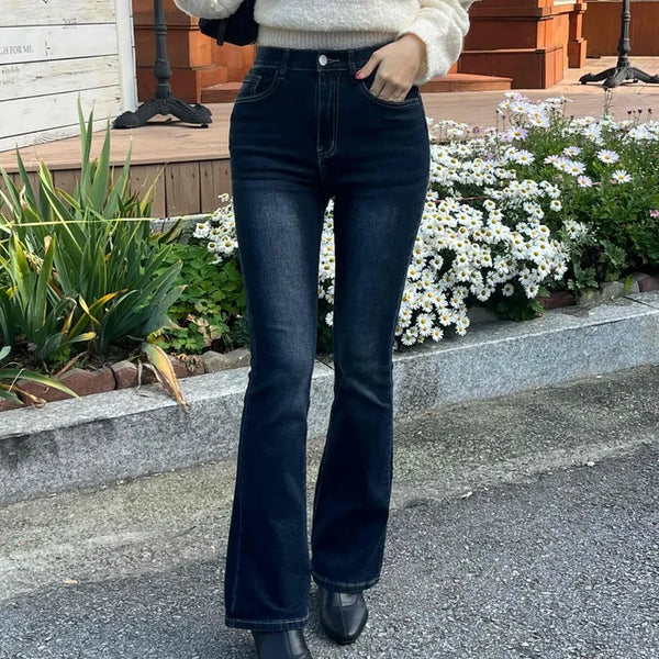 Daily High-Waisted Slim Bootcut Denim Pants