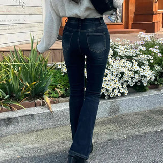Daily High-Waisted Slim Bootcut Denim Pants