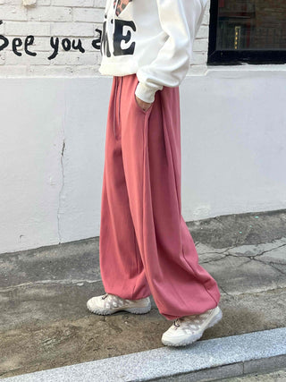 Cozy Loose Fit Elastic Waist Wide Training Pants