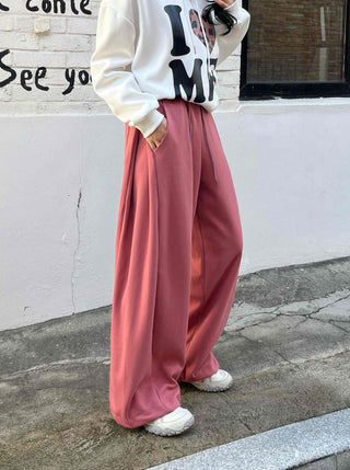 Cozy Loose Fit Elastic Waist Wide Training Pants