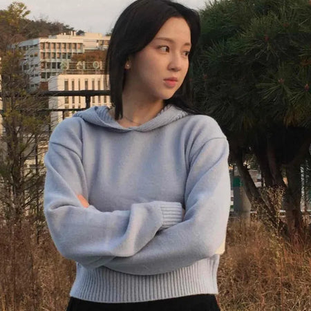 Soft Hooded Crop Knit