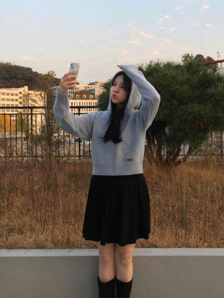 Soft Hooded Crop Knit