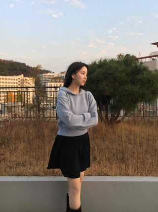 Soft Hooded Crop Knit