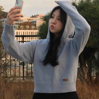Soft Hooded Crop Knit