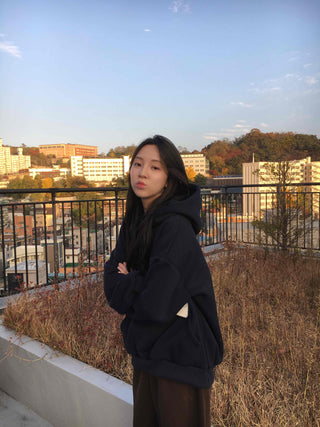 Lettering Embroidered Loose Fit Oversized Hoodie