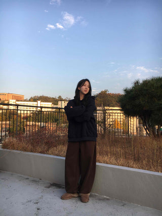 Lettering Embroidered Loose Fit Oversized Hoodie