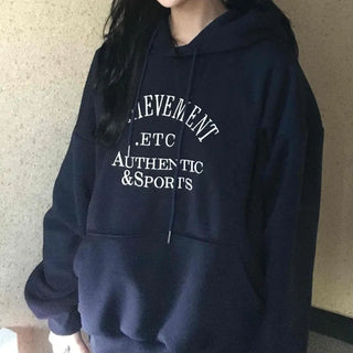 Lettering Embroidered Loose Fit Oversized Hoodie