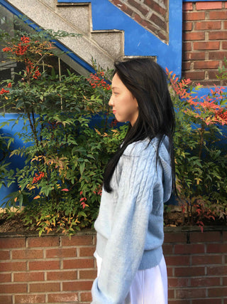 Cable Twist Hooded Loose Fit Knit