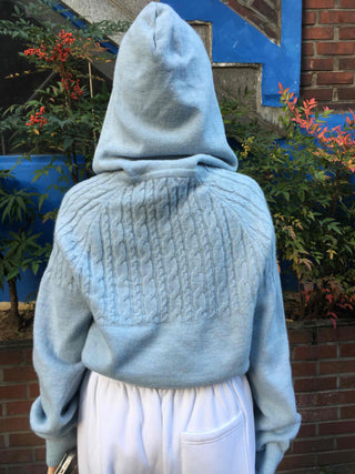 Cable Twist Hooded Loose Fit Knit