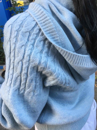 Cable Twist Hooded Loose Fit Knit
