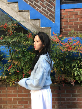 Cable Twist Hooded Loose Fit Knit