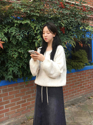 Soft Touch Angora Oversized V-Neck Knit
