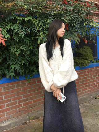 Soft Touch Angora Oversized V-Neck Knit
