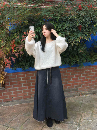 Soft Touch Angora Oversized V-Neck Knit