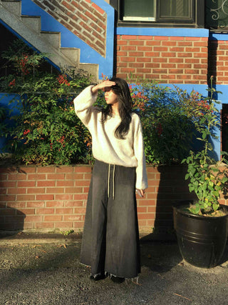 Soft Touch Angora Oversized V-Neck Knit