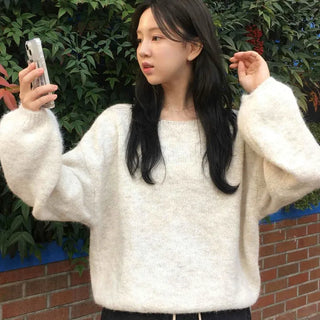Soft Touch Angora Oversized V-Neck Knit