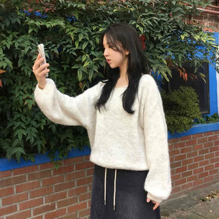 Soft Touch Angora Oversized V-Neck Knit