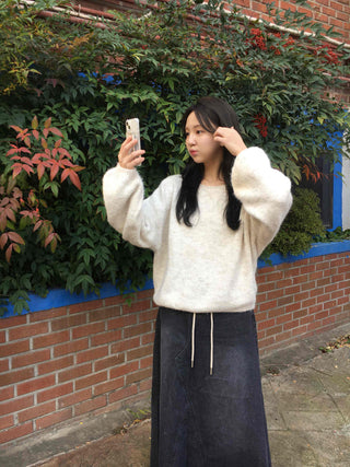 Soft Touch Angora Oversized V-Neck Knit