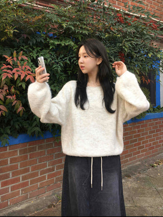 Soft Touch Angora Oversized V-Neck Knit