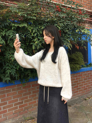 Soft Touch Angora Oversized V-Neck Knit