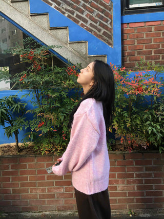 Soft Fuzzy Oversized Round Neck Loose Fit Knit