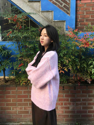 Soft Fuzzy Oversized Round Neck Loose Fit Knit