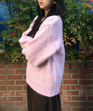Soft Fuzzy Oversized Round Neck Loose Fit Knit