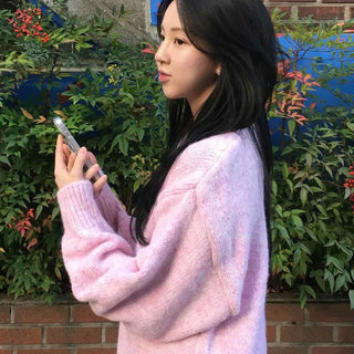 Soft Fuzzy Oversized Round Neck Loose Fit Knit