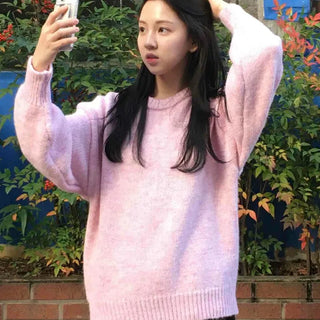 Soft Fuzzy Oversized Round Neck Loose Fit Knit