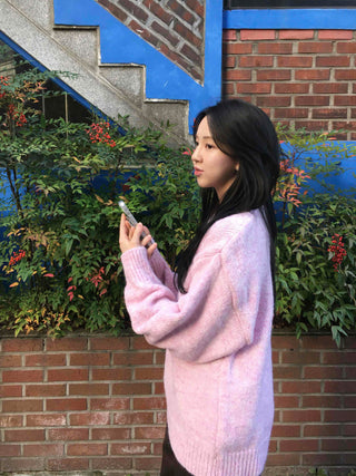 Soft Fuzzy Oversized Round Neck Loose Fit Knit