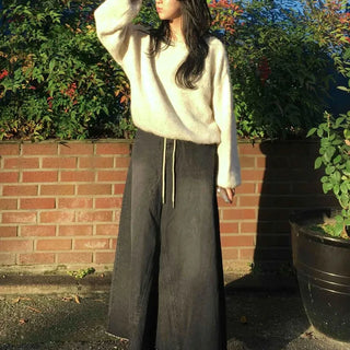 Dark Wash Long String Denim Long Skirt