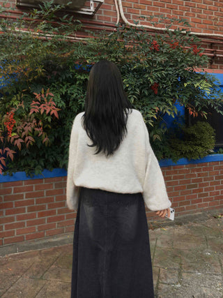 Dark Wash Long String Denim Long Skirt