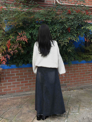 Dark Wash Long String Denim Long Skirt