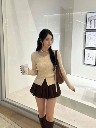Delicate Fit Ribbed Crop Knit Cardigan