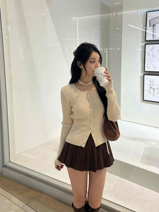 Delicate Fit Ribbed Crop Knit Cardigan