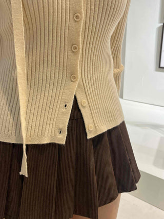 Soft Daily Rib Crop Button Knit Cardigan