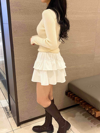 Casual Frill Pleated Tiered Mini Skirt