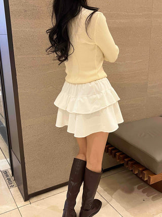 Casual Frill Pleated Tiered Mini Skirt